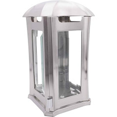 Grave lantern, grave lamp made of stainless steel, rounded, modern with faceted glass panes, 24 cm