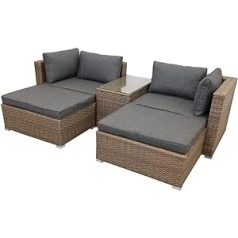 KMH Munich Polyrattan Lounge Set, Natural Colours, Large Garden Seating Set, Garden Lounge Including Cushions and Cushions, Modern Garden Furniture, Polyrattan Garden Sofa, Robust Garden Furniture Set