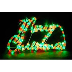 Christmas Concepts® Seil-Licht Frohe Weihnachten Zeichen mit Rot / Grün LED-Leuchten mit 8 Function Controller 72cm x 42cm