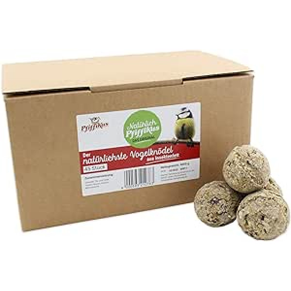 Pfiffikus Natural Fat Balls without Net - Pack of 45 - Sustainable from Insect Fat - Premium Wild Bird Food for Year-Round Feeding