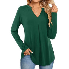 Beluring Women's Long Sleeve Elegant T-Shirt V-Neck Pleated Top Plain Long Shirt