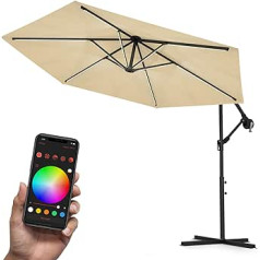 Swing & Harmonie Luxury LED Parasol with RGB Lighting Including Remote Control, App Control, Cantilever Parasol, Garden Umbrella