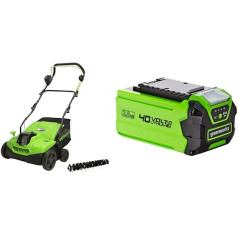 Greenworks 40V 2-in-1 Battery Scarifier and Lawn Aerator GD40SC36 & Battery G40B2 (Li-Ion 40V2Ah Quick Charge System without Self-Discharge Suitable for All Devices and Batteries of the 40VGreenworks Tools Series)