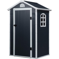 Outsunny Tool Shed with Ventilation Window, Pent Roof, Outdoor Garden Shed, Metal, Grey, 134 x 104 x 204 cm