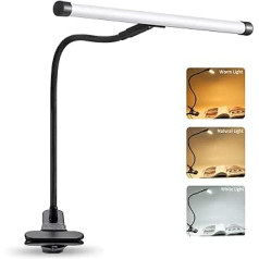 BEIGAON Reading Lamp, 5 W Clamp Lamp 3 Modes & 10 Dimming Levels, Memory Function, LED Reading Lamp Clamp, Desk Lamp LED Dimmable, Eye Protection LED Clamp Light for Studying Work, Bed Lamp Children