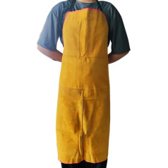 Welding Apron Leather Work Apron Heat-Resistant and Flame Retardant BIB Apron Flame Retardant Barbecue Apron (Colour: Yellow, Size: 100 x 70 cm)