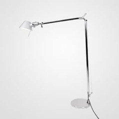 Artemide- Tolomeo Lettura Leseleuchte. Hochwertige Stehlampe aus poliertem Aluminium mit Standfuß ø23cm. Made in Italy