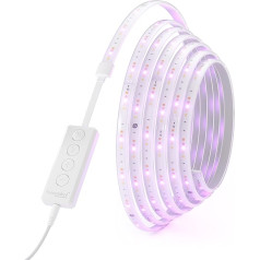 Nanoleaf Matter Essentials Lightstrip sākuma komplekts, 5 m viedā RGBW LED sloksne — matēta virs vītnes, Bluetooth 16 miljonu krāsu LED sloksnes, ekrāna sinhronizācija, darbojas ar Google Apple, dekorēšana un spēles