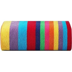 SweetNeedle pludmales dvieļi — Multi Cabana Stripe Classic, 100% kokvilnas frotē baseina dvielis, ātri žūstošs, 450 g/m², pieaugušajiem (Miami Vibe, 76 x 152 cm)