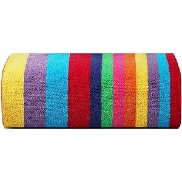 SweetNeedle pludmales dvieļi — Multi Cabana Stripe Classic, 100% kokvilnas frotē baseina dvielis, ātri žūstošs, 450 g/m², pieaugušajiem (Miami Vibe, 76 x 152 cm)