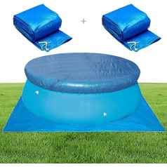 Apaļš baseina pārsegs + baseina apakšklājs peldbaseina pārsegs, baseina grunts segums baseina brezents, ūdensnecaurlaidīgs putekļu necaurlaidīgs, piepūšamais viegls komplekts peldbaseina pārsegs PE aizsargbrezents (diametrs 366 cm)