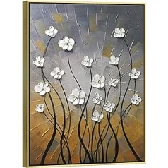 Wieco Art FL1091-5070-GF-UK Morning Dancing Gold Framed 100% Hand Painted Modern Artwork on Canvas Abstract Wall Art for Living Room Home Decor Wall Decor