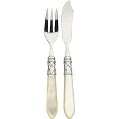 Bugatti ALCAM-S4285 Aladdin Fischbesteck-Set, 12-teilig, Edelstahl/ABS, elfenbeinfarben, 36 x 26 x 6 cm