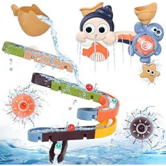 DBPBToU Bath Toy Bath Toy Baby from 1 Years, Water Toy Children with Marble Run, Water Mill, Spoon, Ball, Pack of 24 Bath Toys
