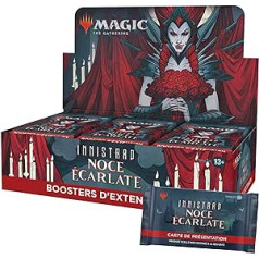 Magic The Gathering Innistrad Noce Écarlate paplašināšanas kaste ar 30 pastiprinātājiem un prezentācijas karti