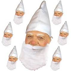 7 Gnome Hats White + Beard Hat for Costume Dwarfs Gnome Fairy Tale