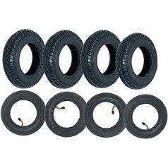 CBK-MS 4X 8 Smooth Running Tyres + Inner Tube 8 1/2 x 2 = 225 x 55 45° Angle Car Valve