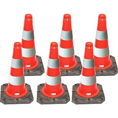 Pack of 6 Premium Quality Pylons 500 mm Durable Heavy Traffic Cones Stable Thanks to Low Centre of Gravity