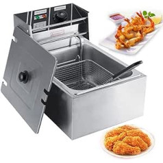 6L Professional Stainless Steel Deep Fryer with Basket for Household Use - EU Plug