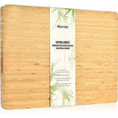 Harcas's Extra Large Butchers Block Bamboo Sasmalcināšanas dēlis Augstākās kvalitātes organiskais smalcināšanas dēlis 45 x 34 x 3 cm (cm). Profesionāls bambusa koks ar pilienu rievu.