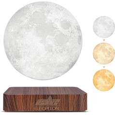 ele ELEOPTION Mēness lampa, 2023. gada modernizēta 3D peldošā mēness lampa, 3 krāsu gradients, regulējama LED lampa, naktslampa, pieskāriena, regulējama, uzlādējama, dekoratīva lampa, piemērota dāvināšanai, 14 cm