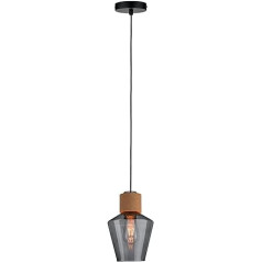 Paulmann 79740 Neordic Edla piekaramā gaisma Max. 1 x 20 W piekarināma lampa E27 lampām, kūpināts stikls/korķis/melna 230 V spuldze nav iekļauta