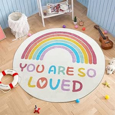 Enyhom mīksts bērnu paklājs, apaļš, 120 cm, rotaļu paklājiņš, bērnu paklājiņš, mazgājams, neslīdošs, viegli kopjams, varavīksnes un alfabēta raksts, rāpojošs paklājiņš bērniem