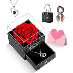 Eternal Rose Infinity Roses With I Love You Necklace Gifts For Women Mum Grandma Wife Girlfriend Sister Preserved Real Rose Gift For Her Rose Box For Mother's Day Wedding Anniversary Birthday