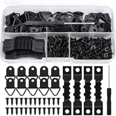 251pcs Picture Frame Hanging Kit Sawtooth Picture Hangers D Ring Picture Hooks with Screws Set Wall Picture Frame Hooks Metal Picture Hanging Hangers for Home Office Picture Hanging - Black