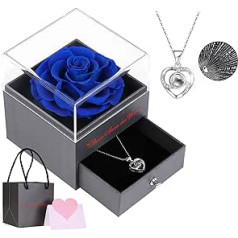 Mother's Day Gifts, Real Roses with Necklace I Love You in 100 Languages - Rose Flower Gifts for Mum Mother's Day Birthday Christmas Gift for Mum Women