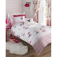 Bettwäsche-Set, Bettbezug und Kissenbezug für Kinder, Einzelbett, Motiv Ballerina, Pink