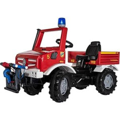 Rolly Toys rollyUnimog Ugunsdzēsēju brigāde Unimog ar vinču rollyPowerwinch (bez pārnesumiem, pedāļa transportlīdzeklis bērniem, regulējams sēdeklis, čukstu riepas, priekšējā/aizmugurējā sakabe, ugunsdzēsēju mašīna)