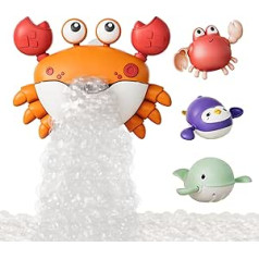 Crab Bubble Maker Toy for Children with 3 Pieces Wind-up Toy Swimming Interactive and Colourful Design Perfect for Bath Water Play