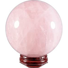 Amogeeli 65 mm rožu kvarca kristāla bumba ar lodīšu statīvu, dabīgā dārgakmeņu zīlēšanas bumba, Reiki kristāla dziednieciskā akmens meditācija fen šui bumba Wicca dekorācija