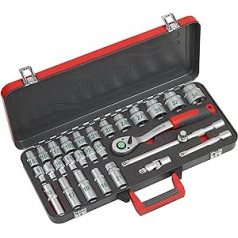 Meister Bit and Socket Set, Large Numbers, Chrome-Vanadium Steel, Robust Metal Case / Ratchet Box, 8429100