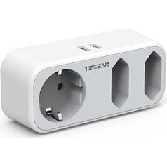 TESSAN Travel Adaptor USA Adapter America Germany Plug with 2 USB 2.4 A, Triple Socket Adapter Travel Plug Power Adapter for Canada Thailand Mexico Wall Charger Charging Station Adapter USA