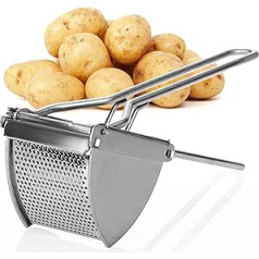 com-four® kartupeļu rīvmašīna izgatavota no nerūsējošā tērauda, mazgājama trauku mazgājamā mašīnā, spaetzle prese, spageti saldējuma spiede, kartupeļu smalcinātājs (nerūsējošais tērauds, ergonomisks rokturis)