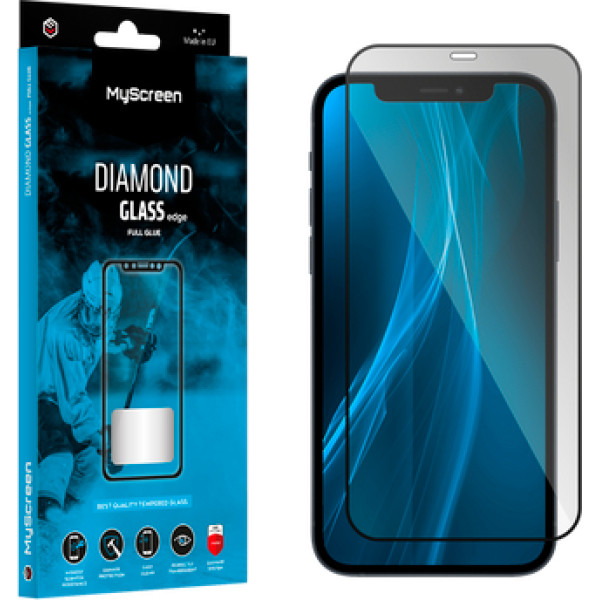 Myscreen DIAMOND GLASS LITE edge FULL GLUE melns aizsargstikls Apple iPhone 12 Pro Max 6,7"