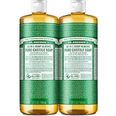 Dr. Bronner Magic Soaps Pure Castile Soap, 18-in-1 kaņepju mandeles, 32 unces pudeles (2 iepakojumā)