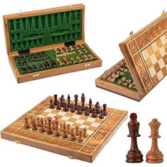 Master of Chess Ruby Beautiful Decorative Sculpted Handmade Wooden Chess Set (42 x 42 cm)