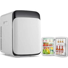 RELAX4LIFE 15L mini ledusskapis, elektriskais ledusskapis ar dzesēšanas un sildīšanas funkciju, mini bārs ar regulējamu temperatūru -3°C - 50°C, pārnēsājams dzērienu dzesētājs automašīnai un mājām, 33 x 27 x 38 cm (balts)