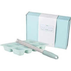 The Great British Bake Off Baking Set Including Lemon Zester Grater, Mini Loaf Pan and Exclusive Recipe Cards, Silicone Patisserie Baking Tray Official GBBO Branding, Signature Duck Egg Blue