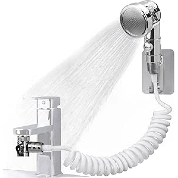 Cevillae Hand Shower Head for Sinks with 3M Hose, Wash Basin Shower Head for Hair Washing with Holder, Adapter for Disabilities, Elderly, Newborns, Pets