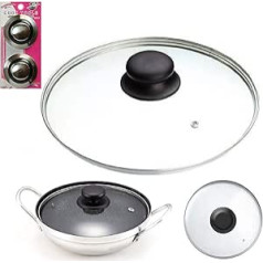 29.5cm Tempered Glass Pan Lid with PK2 Pan Lids — Replacement Wok Lid Pan Lid Stock Pot Lid Saucepan Lid (29.5cm Pan Lid)