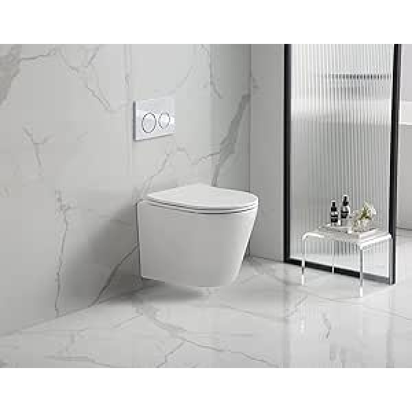 Verec Nakia Wall-Mounted Toilet with Toilet Seat Matt White