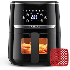 Heißluftfritteuse 5QT XXL Friteuse Heissluft Fritteusen Air Fryer ar Silicon Liner, 8 Presets Geräuscharme Air Fryers ar Sichtfenster Acekool