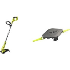 RYOBI 18V ONE+ OLT1832 bezvadu zāles trimmeris un dubultā zobaina asmens galva priekš RAC155 Edger Black