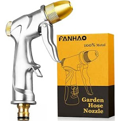 FANHAO dārza rokas duša, 100% metāla augstspiediena dārza smidzināšanas pistole, regulējama ūdens plūsma, izturīga un jaudīga dārza apūdeņošanai, automašīnu mazgāšana, vienkārša