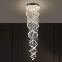 A1A9 Luxury Double Spiral Crystal Chandelier, Clear Raindrop LED Ceiling Light with 7 Lights, Flush Mounted Chandelier, Size: D50cm H186cm