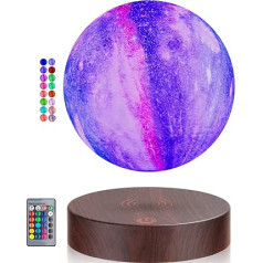 Levitējoša Galaxy Moon lampa, 16 krāsu Magnetic Levitation 3D Print Moon LED gaisma ar tālvadības pulti, peldošas un gaisa zirnekļu nakts gaismas istabas dekorēšanai, Ziemassvētku dāvanas